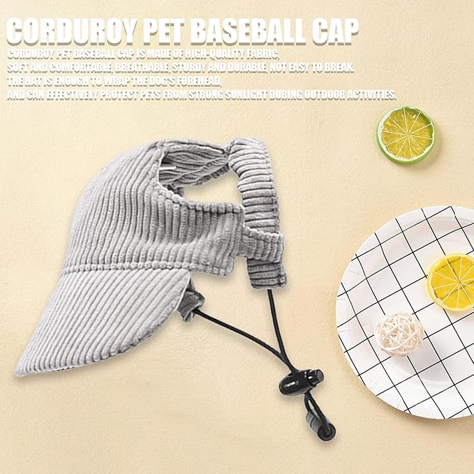Dog Baseball Cap, Dog Cat Summer Beach Visor Hat with Ear Holes, Adjustable Puppy Sunbonnet Headdress (Grey, X-Small)