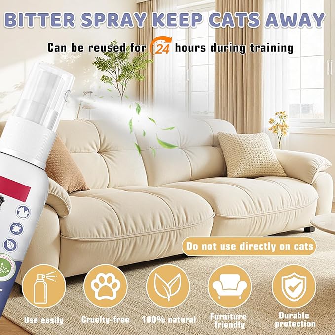 Tetra Cat Deterrent Spray for Furniture Protection,Natural Anti-Scratch Spray for Cats,Safe Indoor & Outdoor Deterrent Cat Spray,Cats Training Aid – Sofa & Carpet Protector,50ML
