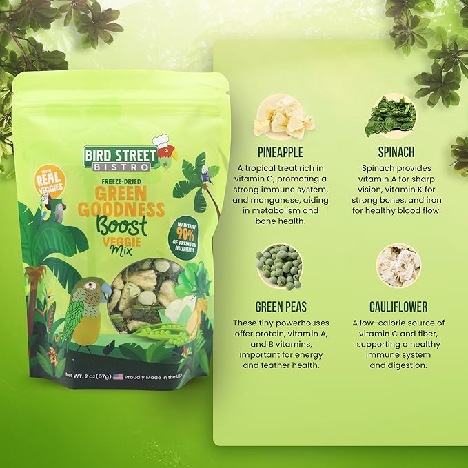 Bird Treats - Parrot Treats - Cockatiel Food - Parakeet Treats - Conure Bird Food - Cockatiel Treats - Sun Conure Food - Cockatiel Bird Food - Parakeet Bird Food - Parrot Treats (Green Goodness)