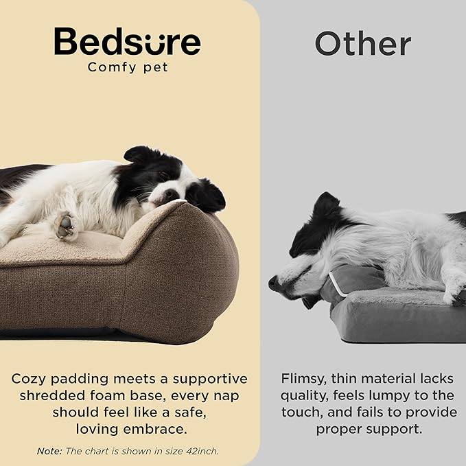 Bedsure SupportMax™ XL Orthopedic Dog Beds Large Sized Dog - Extra Thick Supportive Dogs Couch with Waterproof Washable Cover, Extra Large Comfort Pet Sofa with Soft Sherpa and Nonskid Bottom, Brown