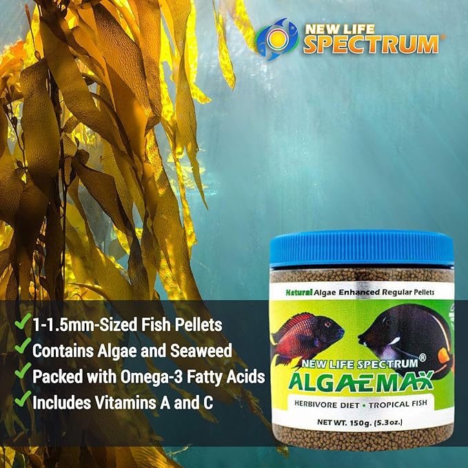 New Life Spectrum AlgaeMax Regular 150g, Naturox Series, Pellet, Bottle