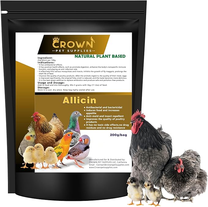 Allicin Natrual Plant Based Protection for Backyard Chickens, Poultry, Pigeons, Parrots & All Cage Birds – Natural Booster, Respiratory Health & Immune Booster – Safe for All Birds
