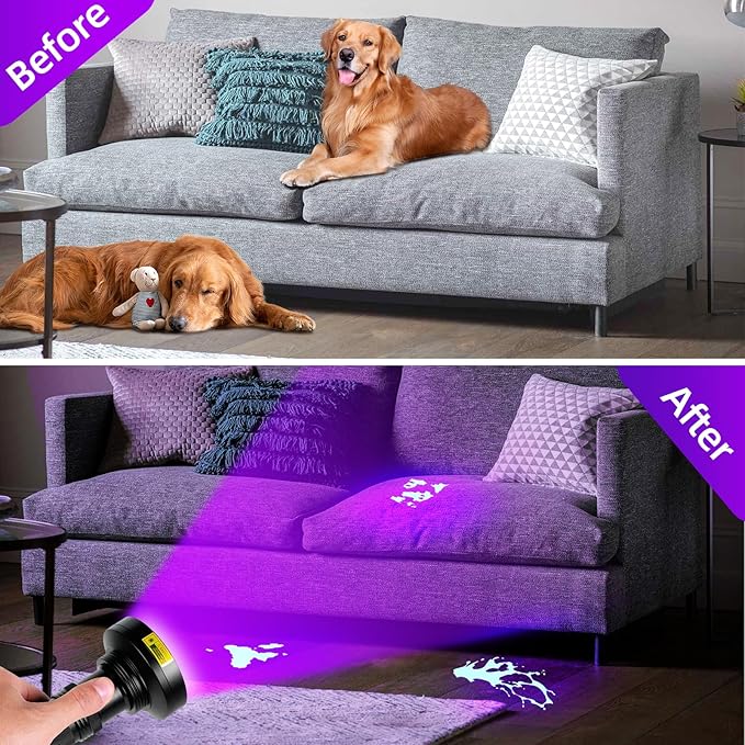 100 LED UV Black Light Flashlight (395nm) with Mini UV Pen Light (365nm) - Dual Wavelength Ultraviolet Light for Pet Urine Detection, Scorpion Hunting, Resin Curing, Counterfeit Money & Leak Detection