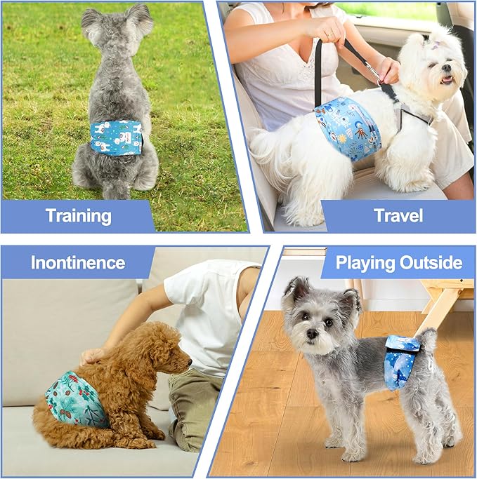 5 Pack Dog Diapers Male Reusable, Premium Belly Bands for Male Dogs, High Absorbing Dog Pee Wraps for Doggie in Incontinence or Excitable Urination and Training Galaxy XXL