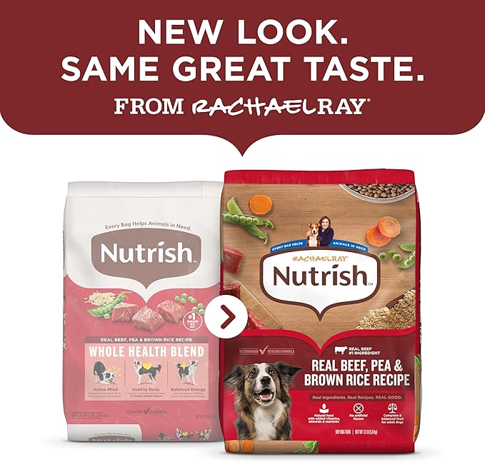 Nutrish Rachael Ray Adult Dry Dog Food Real Beef, Pea & Brown Rice Recipe, 5 lb. Bag