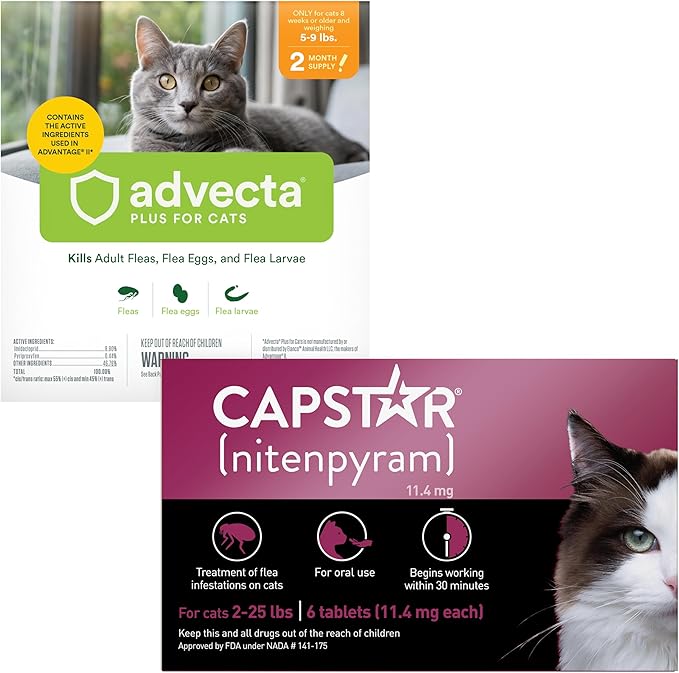 ADVECTA Flea Prevention for Small Cats 5-9 lbs (4 Doses) + CAPSTAR Flea Treatment for Cats 2-25 lbs (6 Doses) Bundle