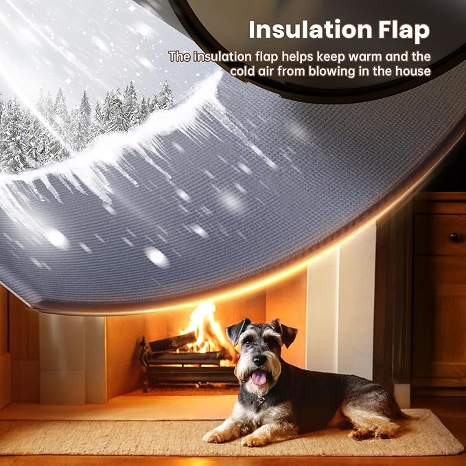 3-Flap Dog Door, Doggy Doggie Door, Cat Door for Install in Interior and Exterior Doors or Wall, Insulation Layer, 2 Magnetic Flaps, Closing Panel, Never Rust, for Pets Up to 45lb (Medium)