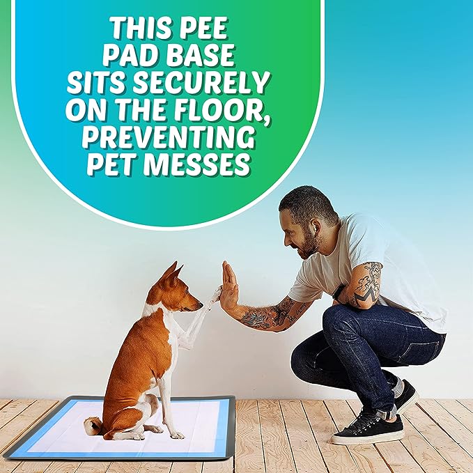 TidyFriend Dog Pee Pad Holder Tray Fits for 28” x 34” Wee Wee Pee Pads - Stable Grip, Raised Edges, Quick-Wipe Silicone Surface Dog Potty Tray Holder for Indoor Flooring Protection (Grey)