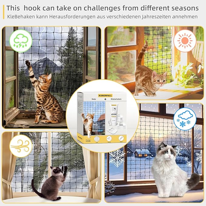 Cat Netting Includes Hook, 10X26Ft Balcony Netting Made of Thickened Steel Wire to Prevent Scratching and Chewing, Ideal for Catio Safety and Balcony Protection