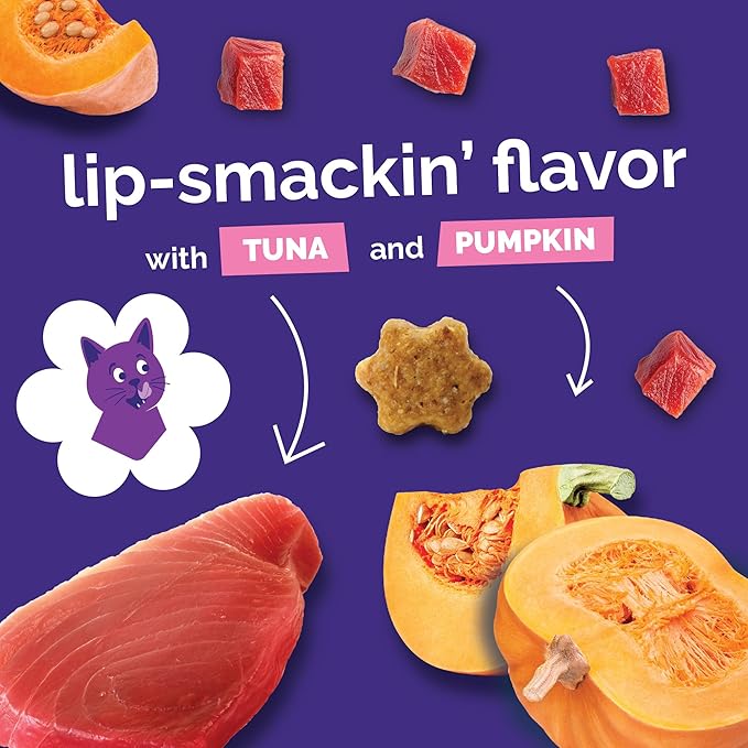 Fruitables Cat Treats - Healthy Low Calorie Crunchy Cat Treats - Packed with Protein, Free of Wheat, Corn and Soy - Made with Real Tuna & Pumpkin - 2.5 oz (5 Pack)