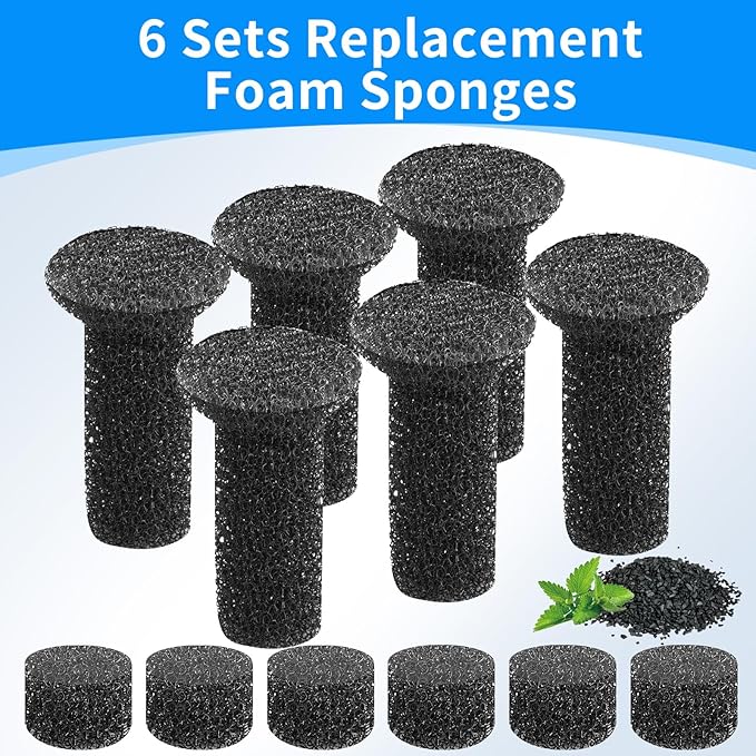 Premium Fountain Replacement Foam Filters/Sponge Mufflers - 6 Sets (Compatible with Premium Smart 2.5L/84oz Cat Pet Dog Water Fountain for Drinking)