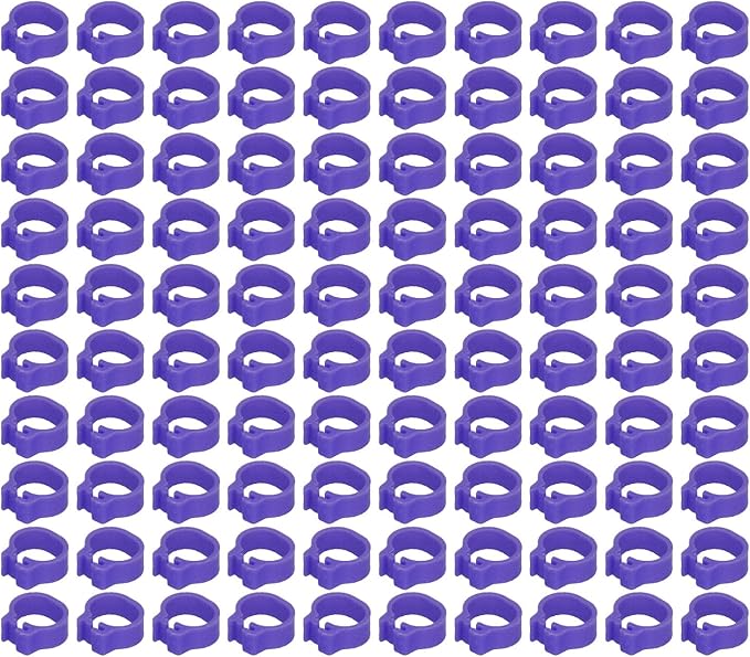 Fydun 100PCS S Leg Rings, 8mm Pigeons Identification Poultry Plastic Bird Foot Clip Pool Vacuum Hoses Bands No Words SuppliesOrange Health Supplies Band for Identify Orange (Purple)