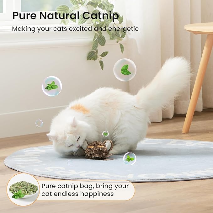 Flappy Bird Cat Toy, Interactive Flapping Chirping Bird Cat Toy with Catnip Bag for Indoor Bored Alone Kitten, Automatic Rechargeable Touch Activated Owl Kitty Toy (No Flying), Brown