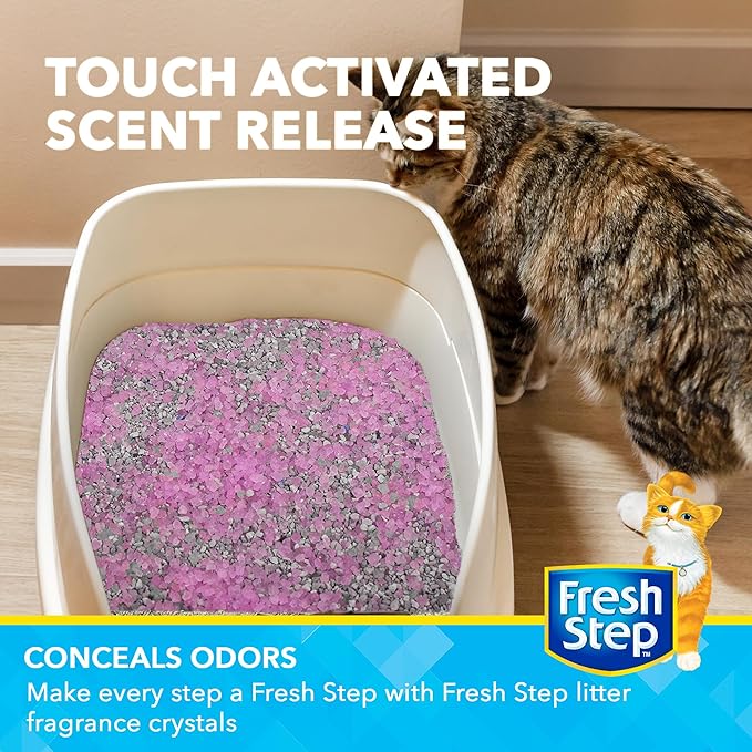 Fresh Step Cat Litter Crystals Deodorizer, Non Toxic Odor Neutralizing Crystals for Litter Boxes that Help Control Smells and Keep Home Areas Fresh, Sweet Blossom Scent, 15 Ounce