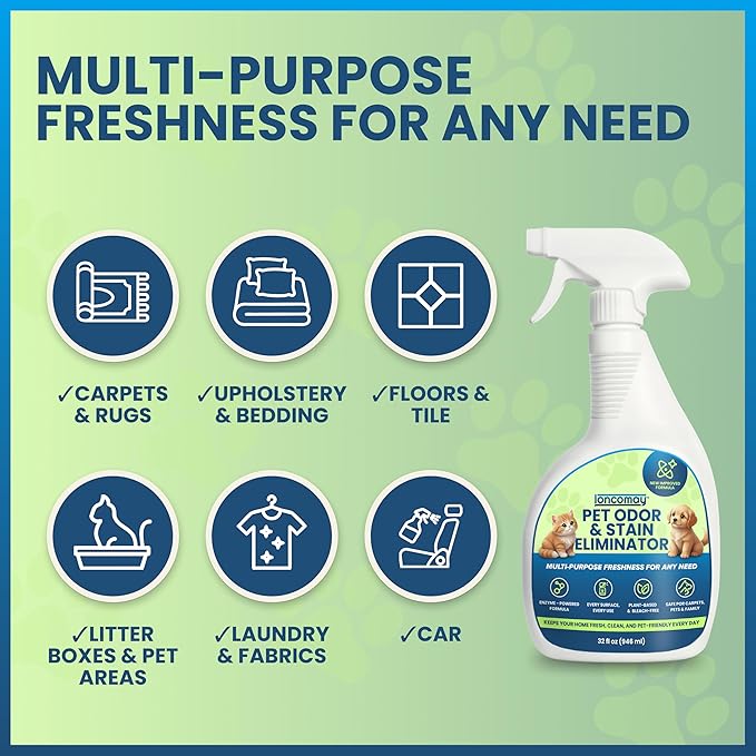 Enzyme Cleaner for Dog & Cat Urine, Pet Urine Odor Eliminator, Enzymatic Carpet Stain Remover for Home, Pet Odor Eliminator Cleaning Spray Kit, 32 Fl Oz + 4 Fl Oz