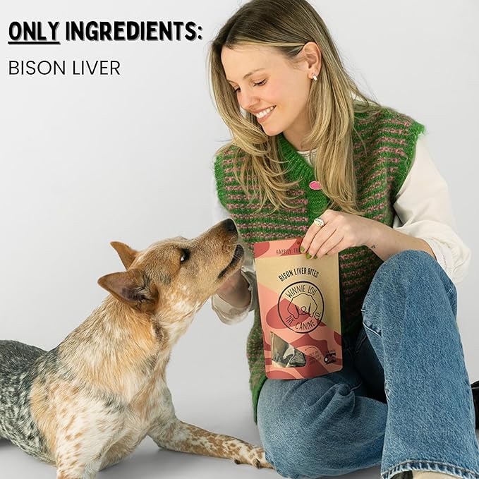 Winnie Lou Bison Liver Bites Dog Treats – Limited Ingredient, Human Grade, Training Treats for Small, Medium & Large Dogs, USA Made, High Protein, Chews, Hypoallergenic, Sensative Stomach (2 Pack)