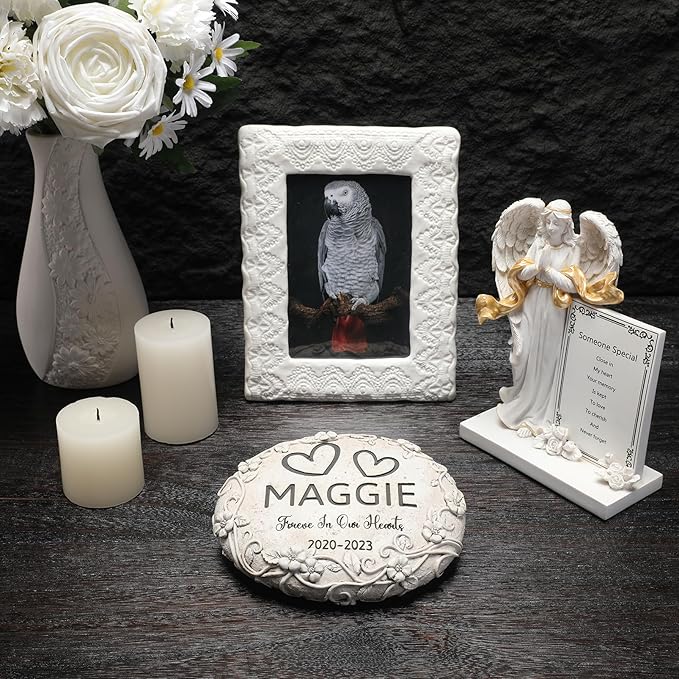 Personalized Parrot Memorial Stone - African Grey & Other Species, Headstone, Tombstone & Gravestone Memorial Gifts