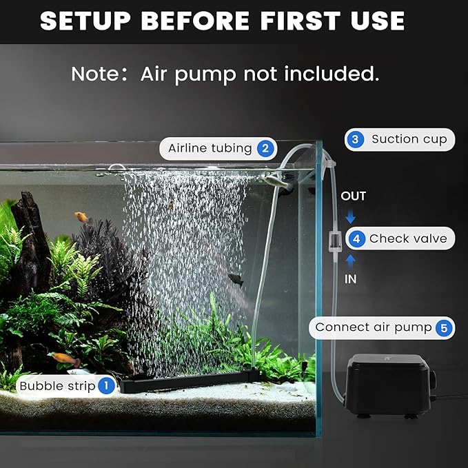 hygger Weighted Nano Mist Bubble Wall Bar, 15.7" Self-Sinking ABS Air Stone Strip with Gentle Oxygen Diffuser for Freshwater & Marine Aquarium, Hydroponics