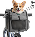 Dog Front Bike Basket 4-in-1 Pet Carrier Backpack & Car Seat, 22lbs Load, Stable L-Shaped Mount for E-Bikes (Display <3.15"), Reflective Waterproof Folding Bicycle Bag for Small Medium Dogs