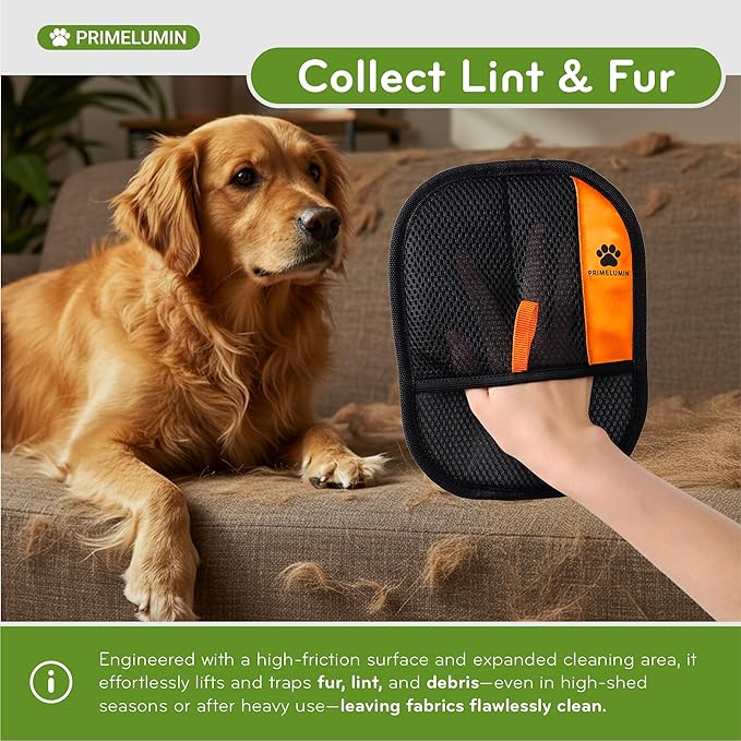 Pet Hair Remover Glove for Couch & Furniture, Upgraded 2026 Reusable Electrostatic Dog & Cat Fur Remover for Sofa, Upholstery, Carpet & Car Seats – Washable Pet Hair Cleaning Tool.
