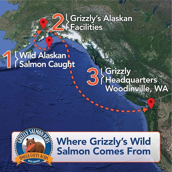 Grizzly Pet Products Salmon Plus Omega 3-6-9 Food Supplement for Dogs and Cats, 16 Ounce