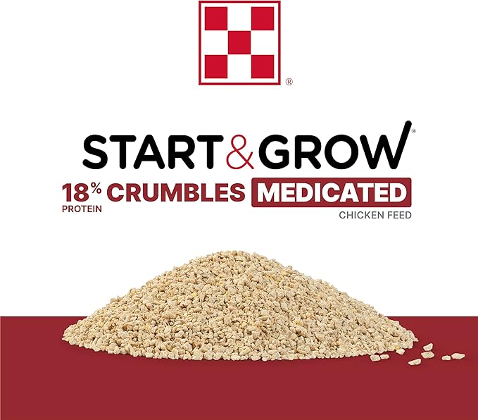 Purina Start & Grow | Nutritionally Complete Medicated Chick Feed Crumbles | 5 Pound (5 lb.) Bag