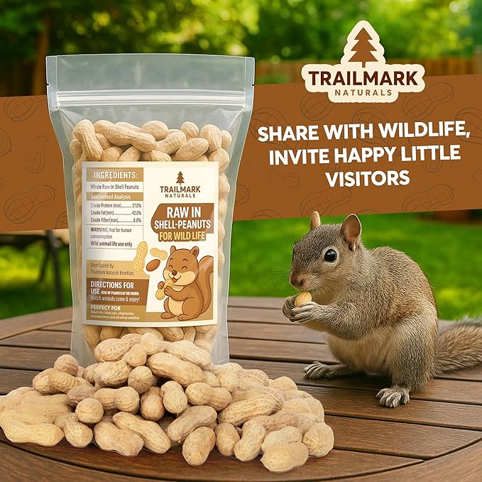 5 LB - Raw Peanuts For Squirrels, Raw In Shell Peanuts For Birds and Wildlife- Squirrel Food, Wild Bird Seed - Grown in The USA