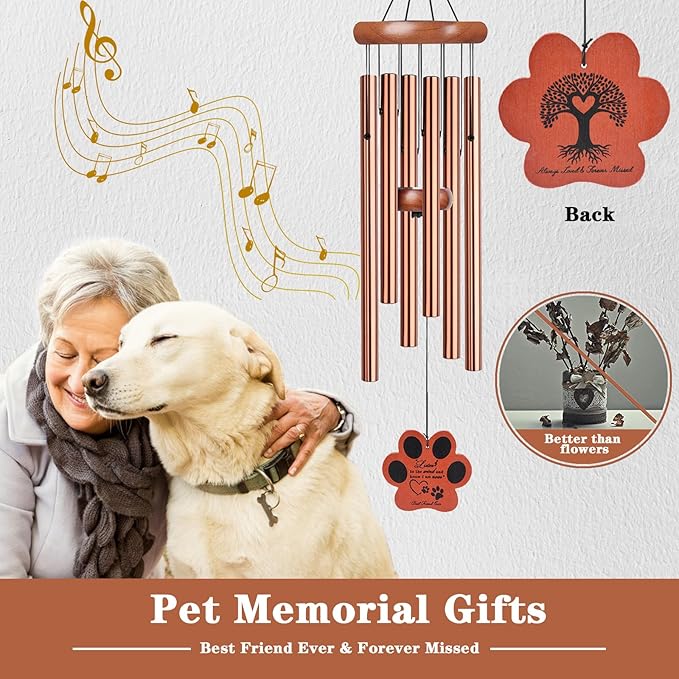 Dog Memorial Gifts for Loss of Dog, 28" Pet Memorial Wind Chime, Pet Loss Passing Away Remembrance Bereavement Gift