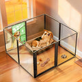 FXW AuraSpace Pro Metal & Acrylic Indoor Dog Playpen, All-Acrylic Clear Heavy-Duty Design, 32" Height 8 Panels for Small and Medium Dogs, Black│Patented