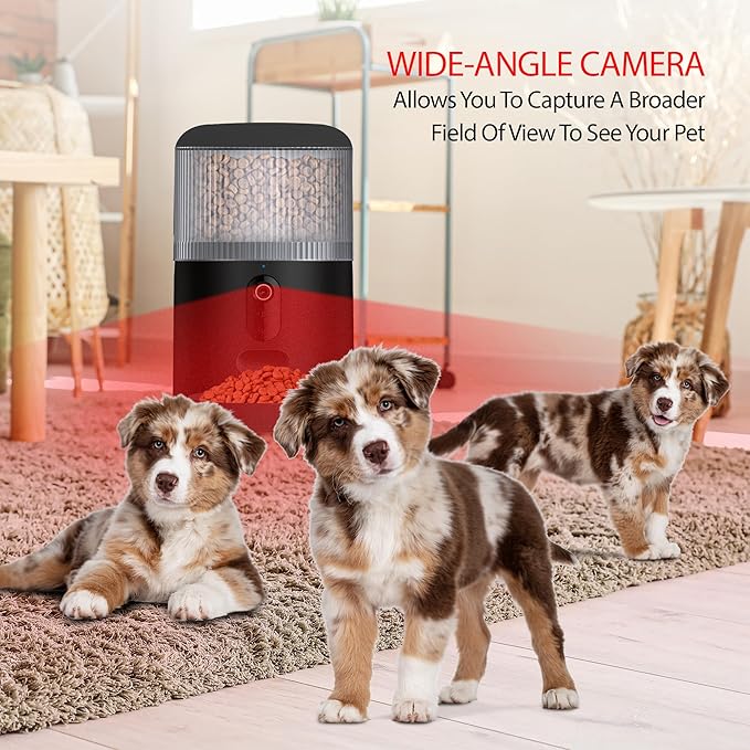 Energizer Smart Pet Feeder with 2K Video Camera, 5Ghz & 2.4Ghz Dual Band Wi-Fi, 2-Way Audio, Night Vision, 4L Food Capacity, Remote Feeding Dogs & Cats, Compatible with Alexa & Google, Records