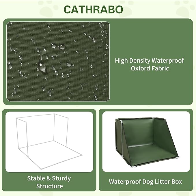 24x24x17.7 Dog Pee Pad Holder with High Walls,Waterproof Puppy Litter Box,Foldable Indoor Dog Potty,No Spill Pet Toilet for Small/Medium Puppy, Easy Clean,Army Green