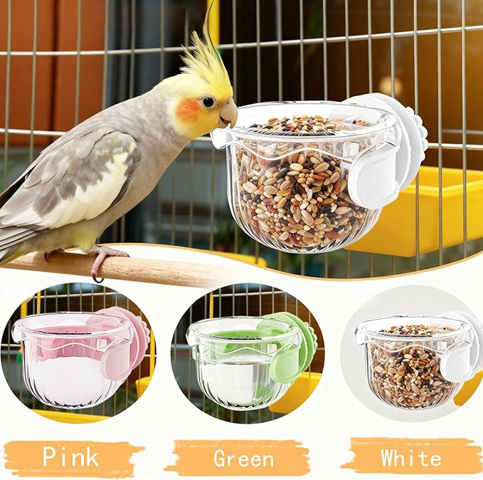 Parrot Feeder Set - 2-Piece Hanging Parrot Feeder for Bird Cages, Suitable for Cockatiels, Lovebirds, Macaws, and Other Pet Birds (Green)