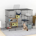 Large Cat Cage Enclosure Cat Playpen Detachable Metal Wire Indoor DIY Kennels Crate Large Exercise Place 2x3x4 Ideal for 1-4 Cats