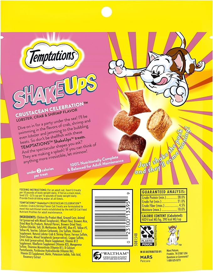 Temptations Cat Treats, Crustacean Celebration Flavor, 5.29 oz | Crunchy and Soft | Pack of 2 | ShakeUps