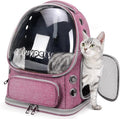 Cat Backpack Carrier, Breathable Cat Carrier Large Space Bubble Pet Backpack for Kitty Small Dog up to 12lbs, Transparent & Foldable Pet Carrier for Travel Hiking（Pink）