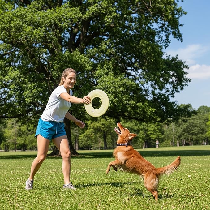 OllyDog Super Flyer Dog Frisbee Toy, 11" – Durable, Lightweight & Water-Resistant Flying Disc – Soft on Teeth & Gums – Floats on Water – Outdoor Fetch Toy for Medium & Large Dogs (Sol)