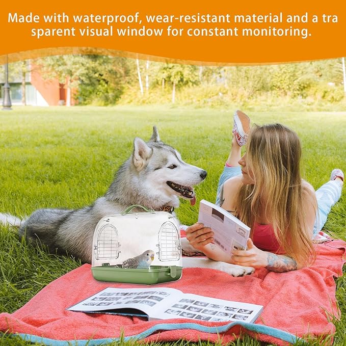 Bird Carrier Backpack, Portable Transparent Pet Bag, Breathable Travel Carrier with Removable Perch, Cockatiel Conure Parakeet Transport Cage for Outdoor Trips, Small Bird Travel Accessories