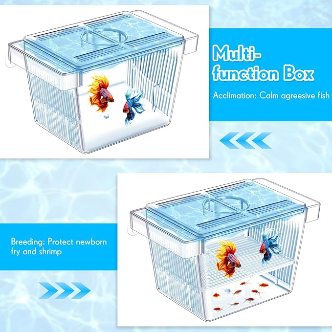 Wenqik Fish Breeder Box for Aquarium Fish Acclimation, Breeding, Hatchery Incubator Isolation Box for Shrimp Betta Guppy Cicilids Eggs(Small)