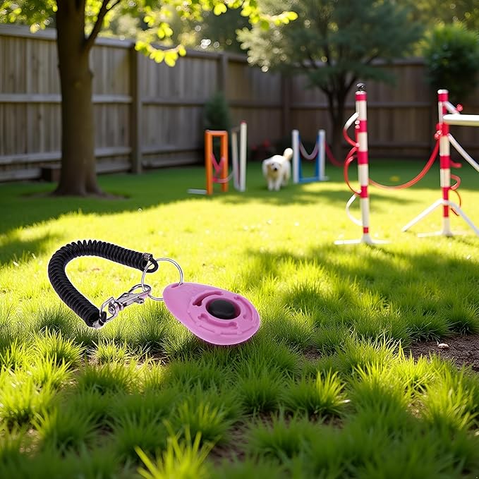 1pc Pink Clicker Easy to Use with Button Dog Training Accessories Strong and Long-Lasting,Training and Behavior Aids