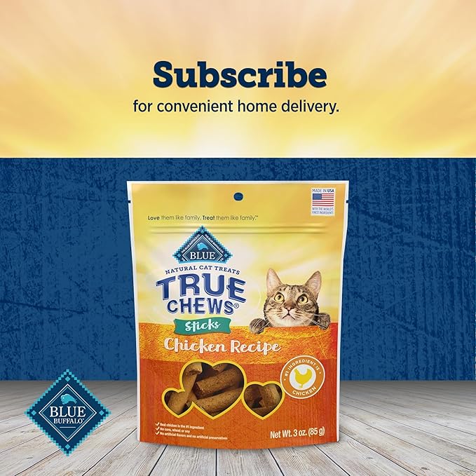 Blue Buffalo True Chews Sticks Natural Cat Treats, Chicken Recipe, Meaty & Savory Treats Made in The USA, 3-oz Bag