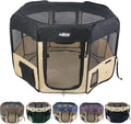 EliteField 2-Door Soft Pet Playpen (2 Year Warranty), Exercise Pen, Multiple Sizes and Colors Available for Dogs, Cats and Other Pets (42" x 42" x 24"H, Black+Beige)