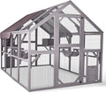 Aivituvin Catio Large Walk in Outdoor Cat Enclosure with Removable Back Door for Window and Pet Door Connection 110" D