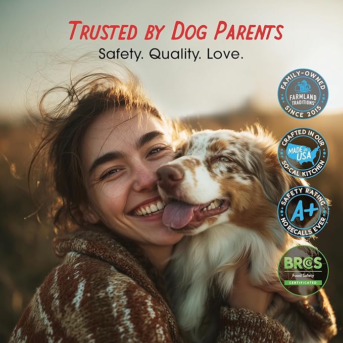 Farmland Traditions Dogs Love Beef Jerky Dog Treats with Only 3 Ingredients and No Fillers, 5 Ounce Bag