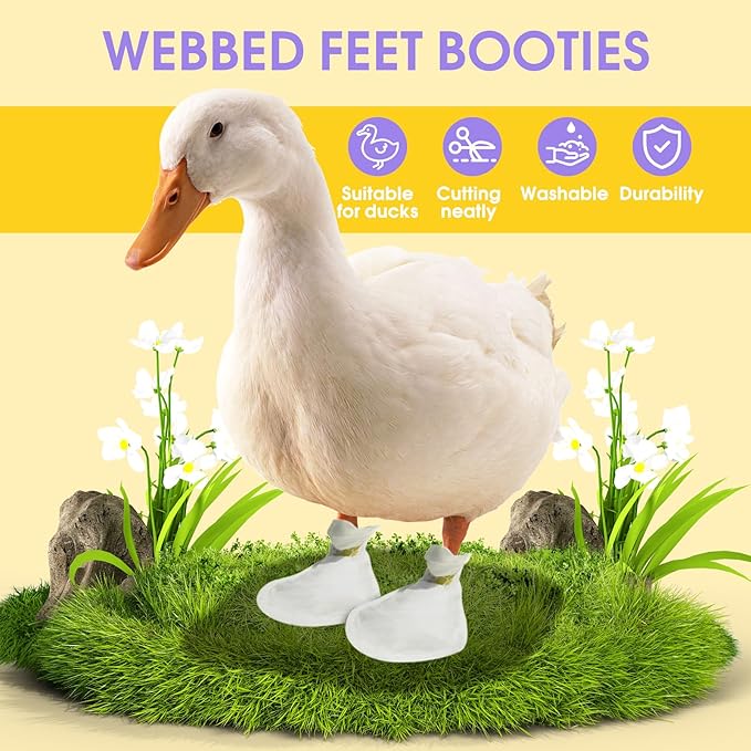 Disposable Boots for Real Duck Feet, Bumble Foot for Duck Supplies with Bandage, Large Size (Yellow, 40 PCS)