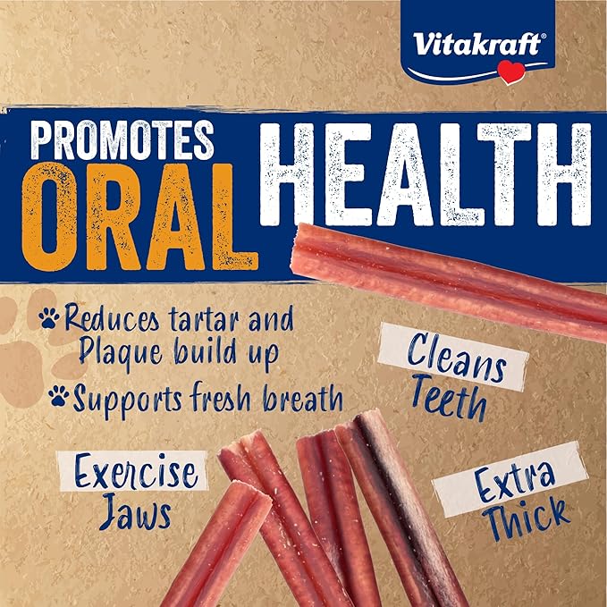 Vitakraft Dog Bully Sticks, 6 Inch, 5 Count, Thick, All-Natural Beef Chews for Dogs, 6 oz