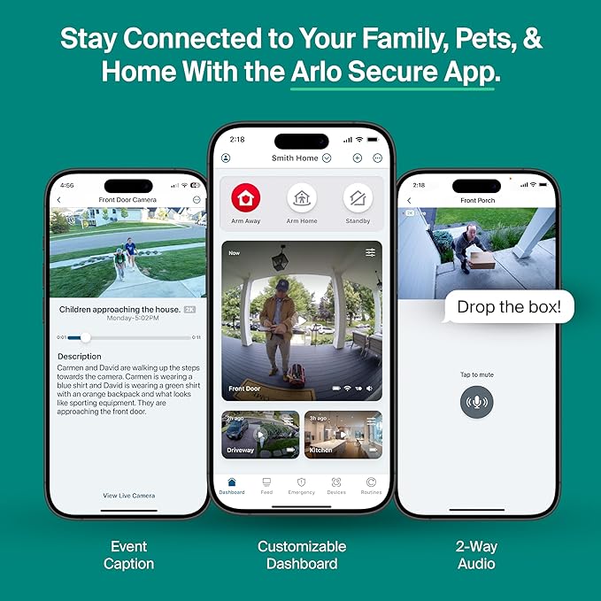 Arlo Essential Pan Tilt Security Camera 2K - Wired Plug-in Power Outdoor Camera, Person Recognition, Package Detection, Animated Preview, 1-Month Trial of Secure Plan, Auto Motion Tracking, 1 Cam