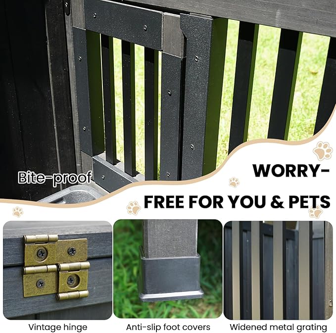 28" Dog Crate Furniture, Fully Assembled Wooden Dog Kennel with Removable Tray, Decorative Pet Crate Dog Cage Indoor Furniture End Table, Portable Pet Cage for Small & Medium Dogs, Black