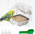 BNOSDM Bird Feeder for Cage with Rotating Foraging Toy No Mess Acrylic Hanging Food & Water Dispenser with Stainless Steel Bowl & Anti-Slip Perch Stand for Parrot, Budgie, Parakeet, Lovebird, Canary