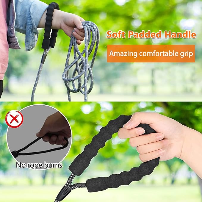NTR Long Dog Leash, 50FT Check Cord with Swivel Lockable Hook and Comfortable Padded Handle for Dog Leash for Small Medium and Large Dogs Walking Training Hiking Camping Playing, Teal/Yellow