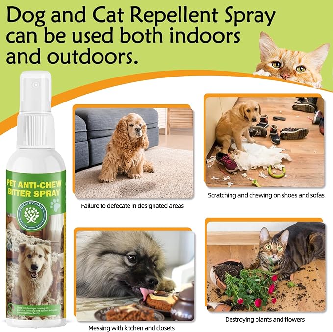120ml Pet Anti-Chew Bitter Spray for Dogs and Cats, Safe Training Solution to Prevent Chewing and Licking on Furniture, Shoes, Bandages, and Household Items